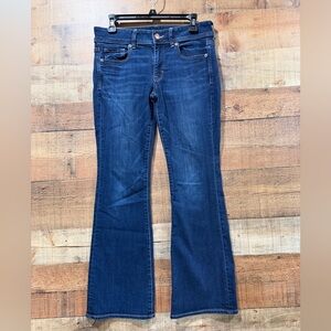 American Eagle Outfitters Dark Blue Super Stretch Kick Boot Jeans Size 6 Short